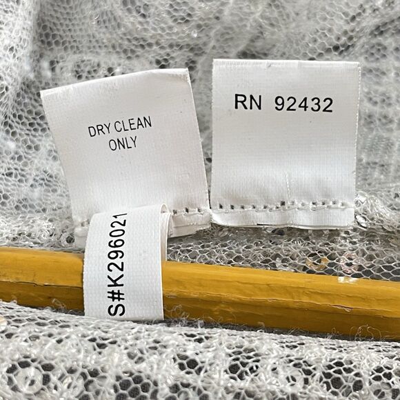 Kay Unger Sequin Sheath Dress Suit Women's 14 White Silver Formal Career Retro - Picture 9 of 16